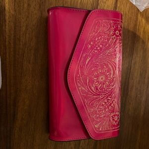 Elegant Pink Clutch with Gold Accents